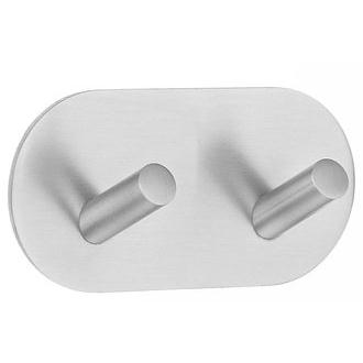 Smedbo B1091 1 7/8 in. Self Adhesive Rounded Double Wardrobe Hook in Brushed Stainless Steel